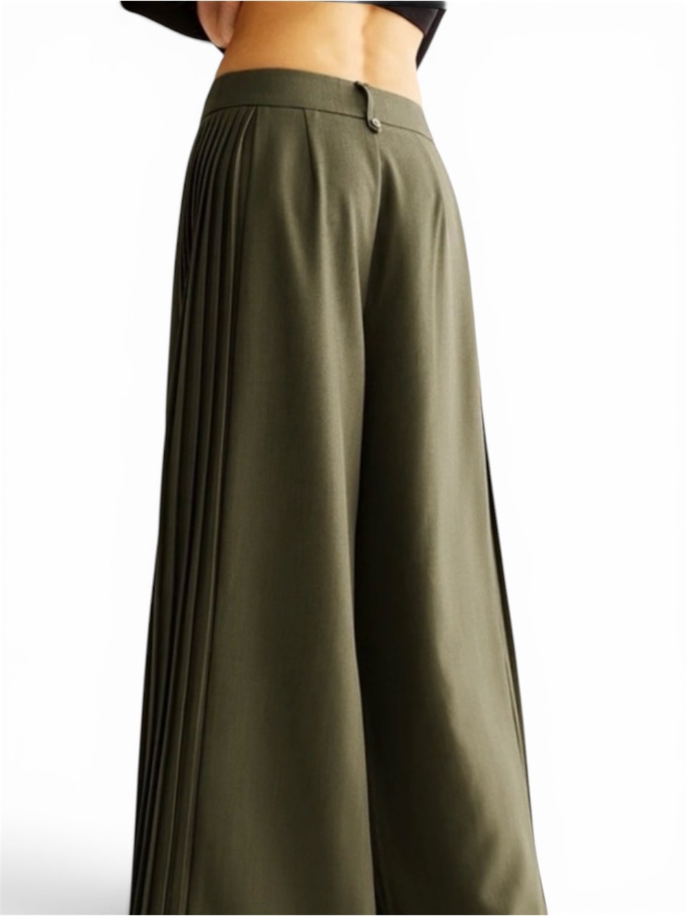 Commense Olive Green Side Pleated Wide Leg Pants – NWT | Size Medium | Chic Mini - Picture 2 of 7